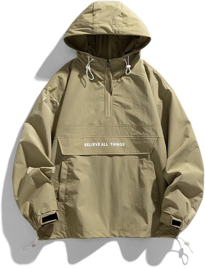 Men’s Patchwork Hooded Pullover Jacket