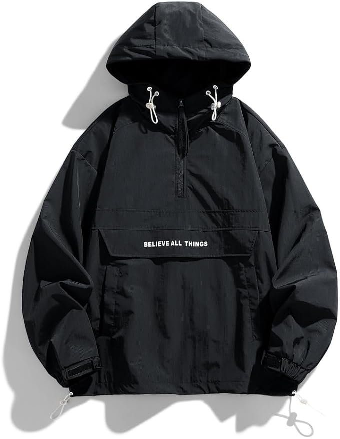 Men’s Patchwork Hooded Pullover Jacket