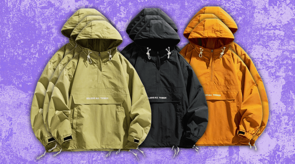 Men’s Patchwork Hooded Pullover Jacket